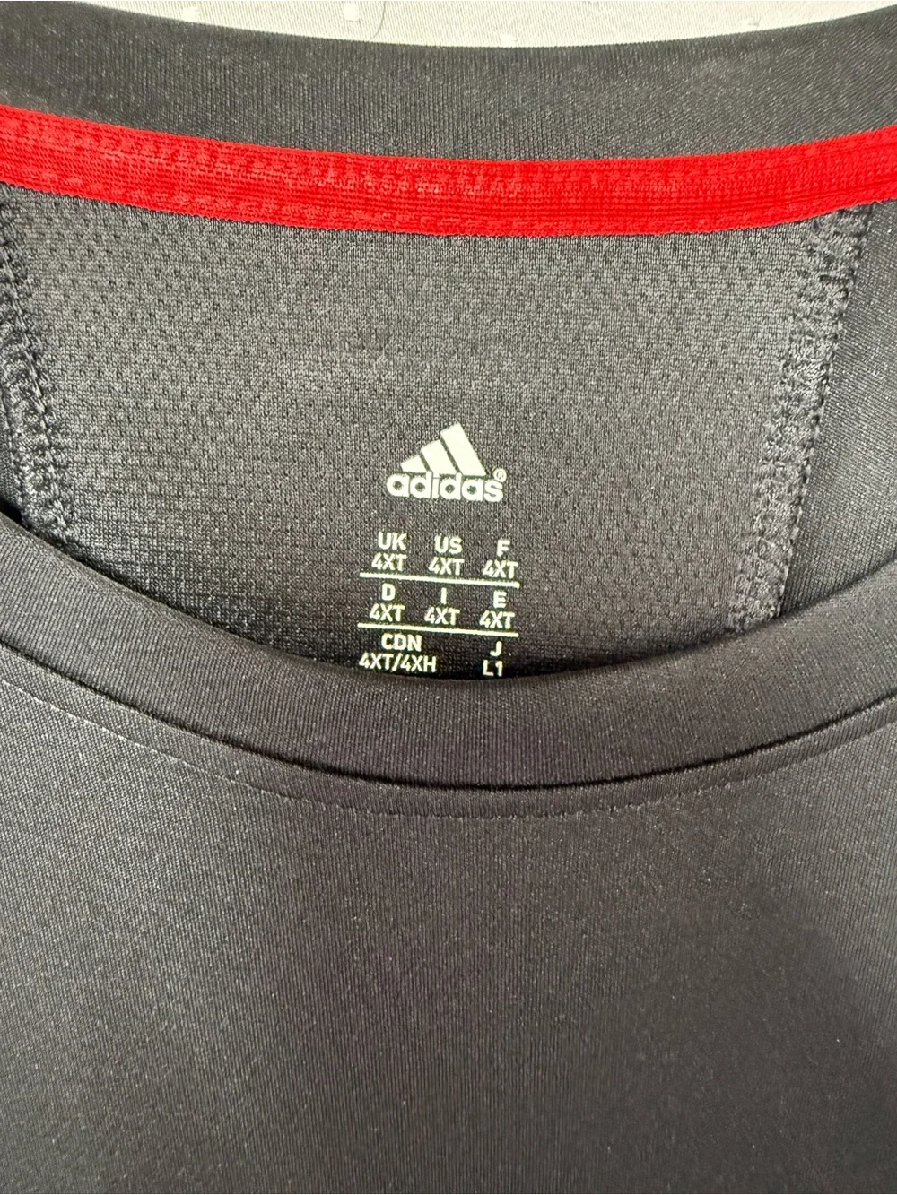 Adidas Men’s Black Athletic Tee with Red Accents 4XT